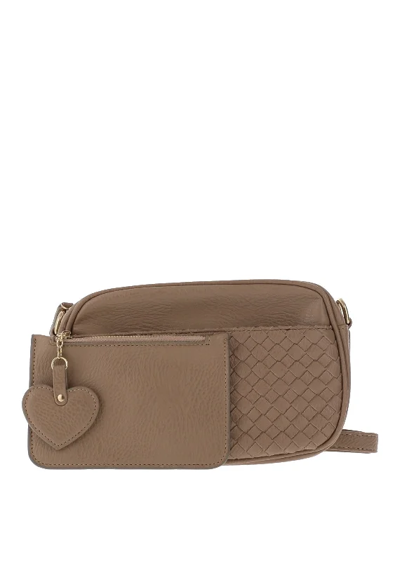 Zen Collection Weaved Crossbody Bag and Pouch, Natural Khaki