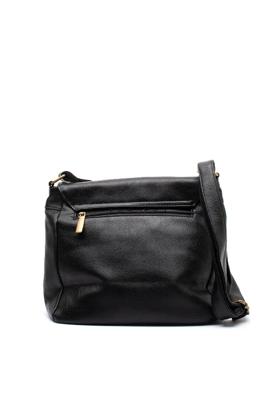 Zen Collection Flap Over Crossbody Bag, Black