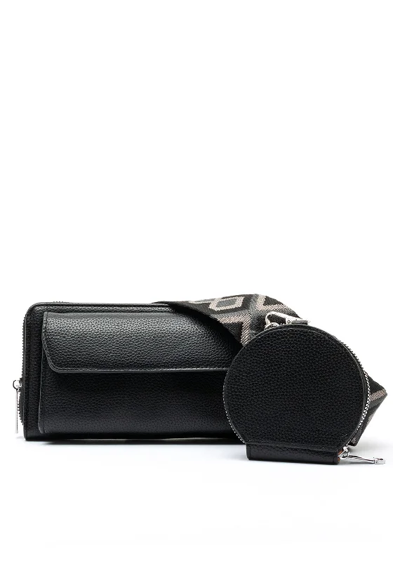 Zen Collection Crossbody Smartphone Wallet with Coin Purse, Black