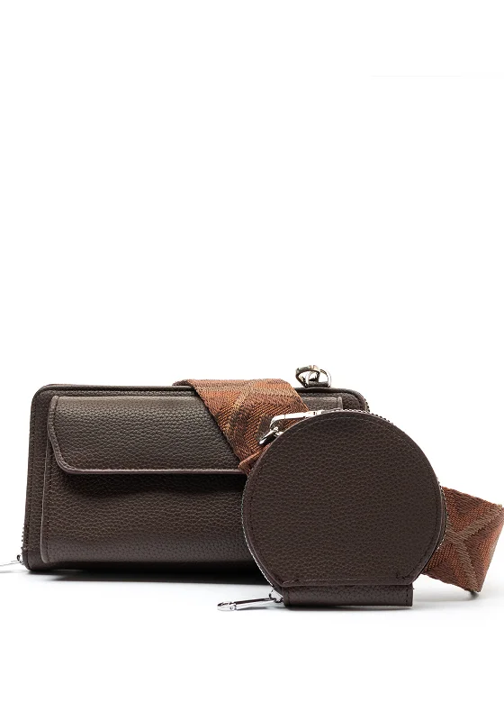 Zen Collection Crossbody Smartphone Wallet with Coin Purse, Chocolate