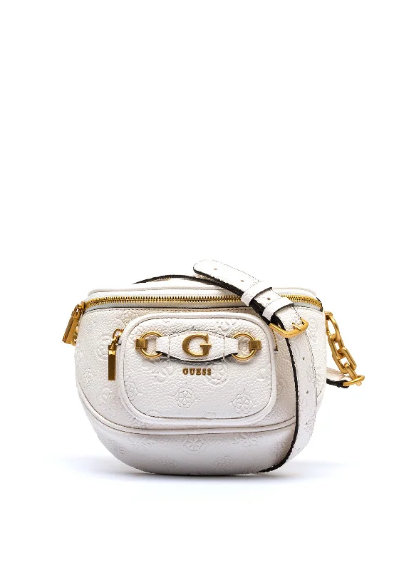 Guess Izzy Peony Mini Crossbody Bag, Stone Logo