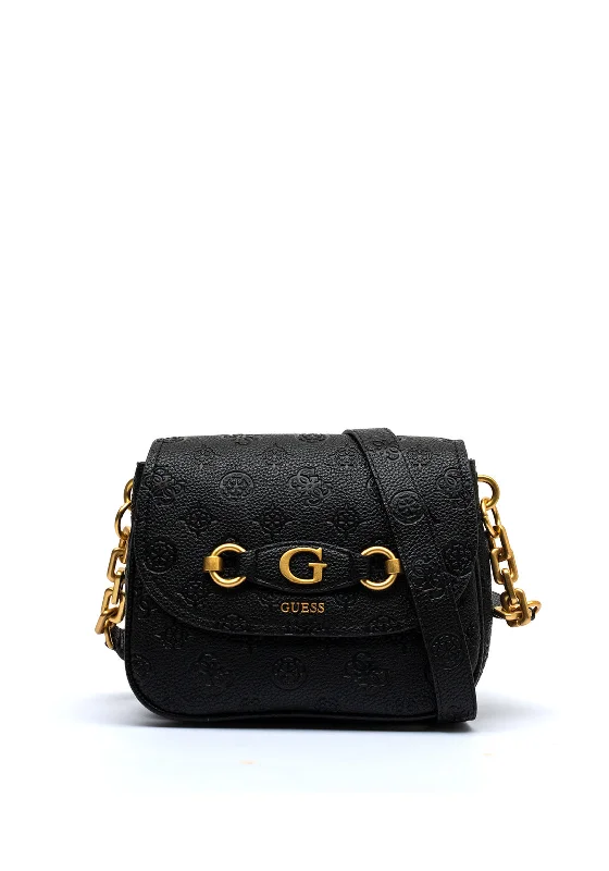 Guess Izzy Peony Debossed Logo Crossbody Bag, Black