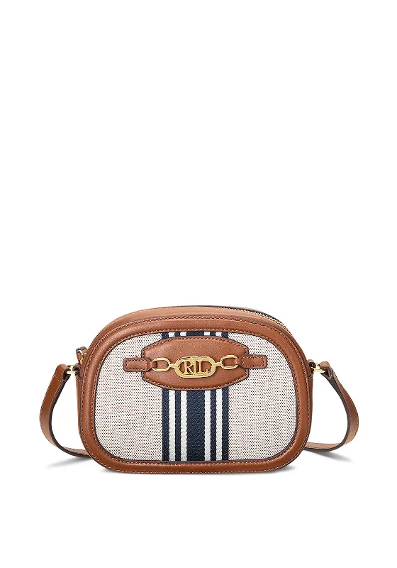 Ralph Lauren Jordynn Oval Chain Crossbody Bag, Tan Multi