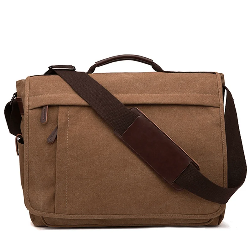 Large Capacity Canvas Business Laptop Bag Shoulder Bag Crossbody Bag for Men