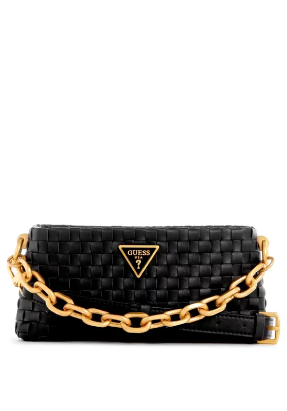 Guess Lisbet Mini Woven Crossbody Bag, Black