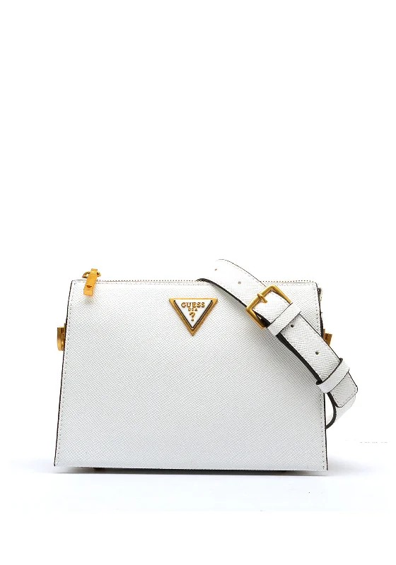 Guess Lossie Saffiano Mini Crossbody, White