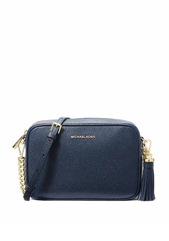 MICHAEL Michael Kors Camera Bag Leather Crossbody Bag, Navy