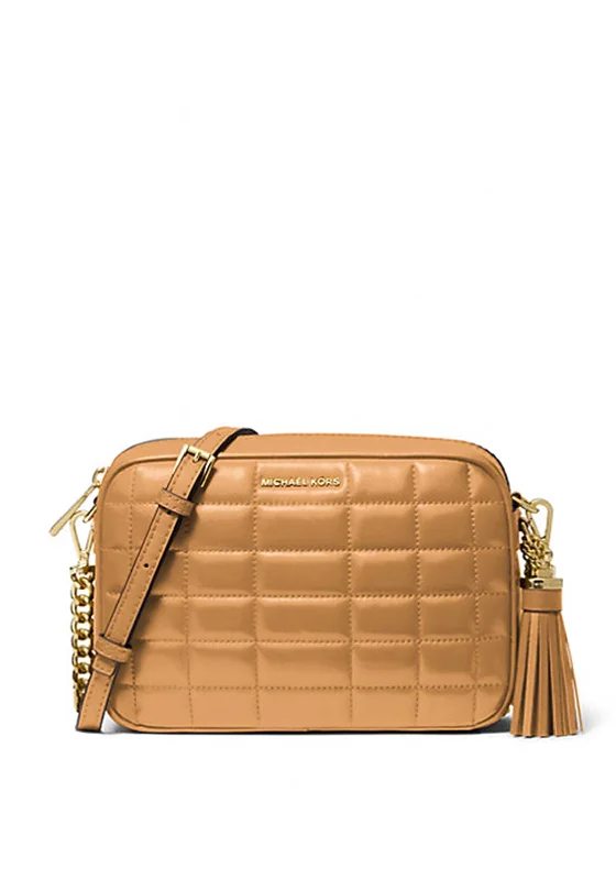 MICHAEL Michael Kors Jet Set Quilted Leather Crossbody Bag, Pale Peanut