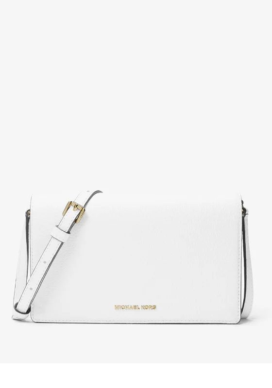 MICHAEL Michael Kors Jet Set Pebbled Leather Crossbody Bag, Optic White