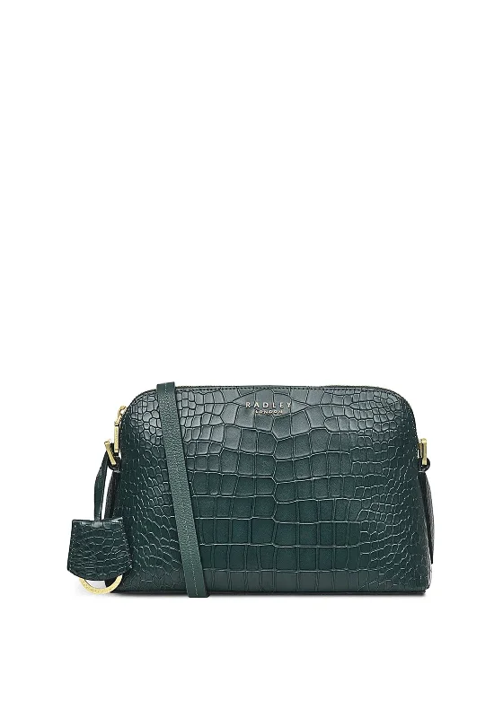 Radley Liverpool Street 2.0 Croc Print Medium Crossbody Bag, Dark Green