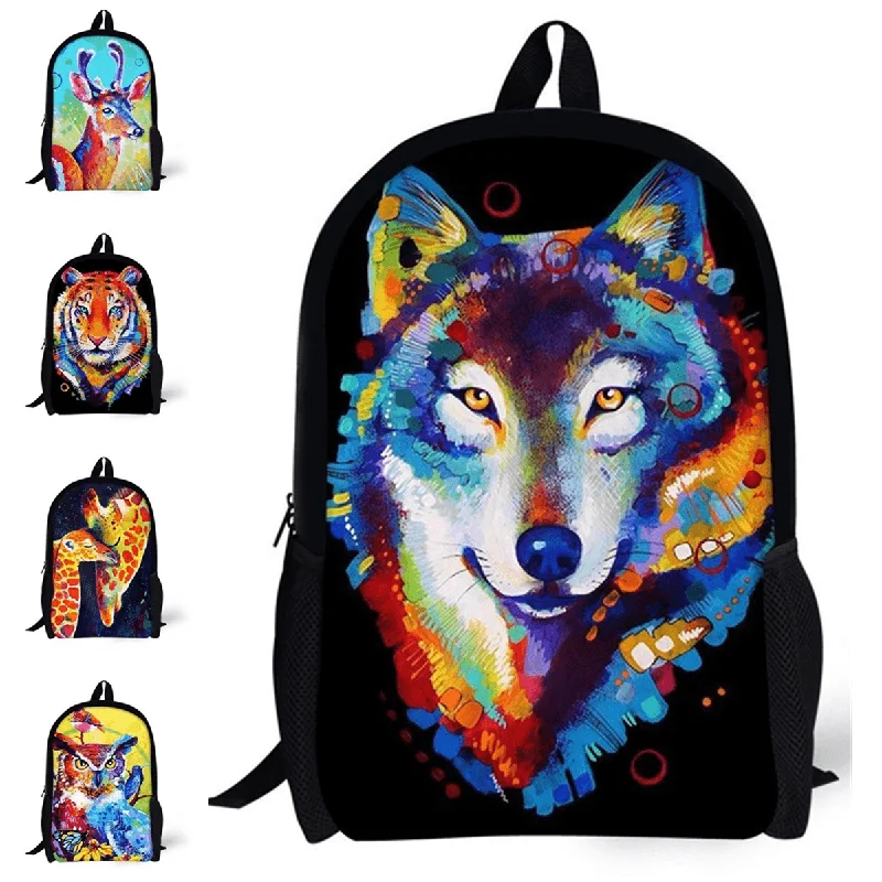 Men 3D Animal School Backpack Girls Boys Cartoon Student Travel Bag Hot