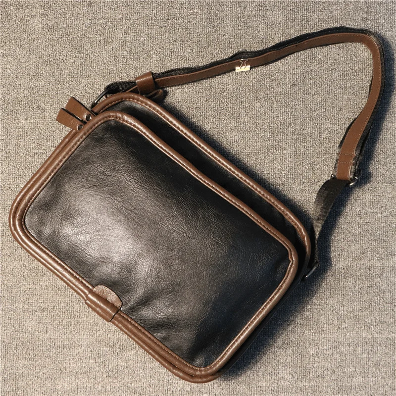 Men Casual Soft Leather Back Anti-Theft Pocket Crossbody Bags Messenger Shoulder Bag