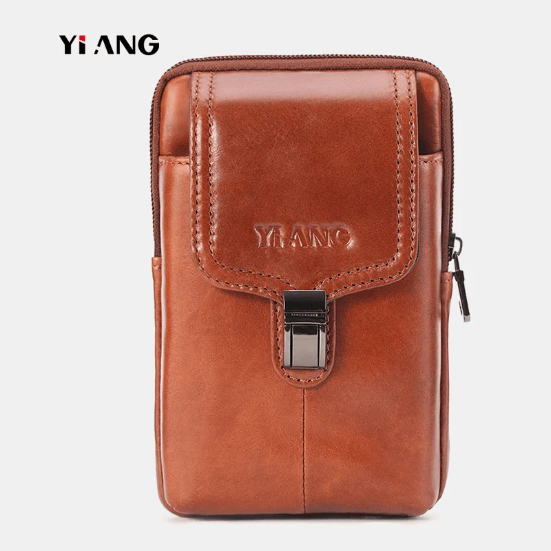 Men Genuine Leather Vintage Waist Bag Belt Bag Phone Bag