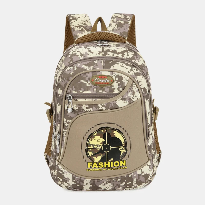 Men Nylon Waterproof Camouflage Pattern Outdoor 14 Inch Laptop Bag Travel Bag Student School Bag Backpack