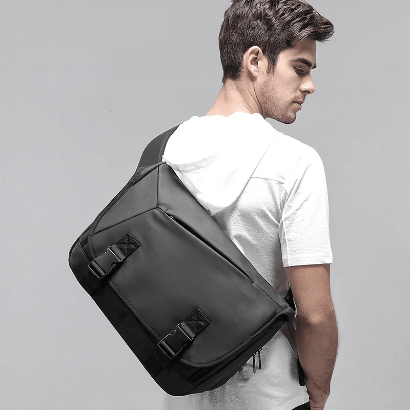 Men PVC Waterproof Large Capacity Crossbody Bag Multifunction 15.6 Inch Laptop Briefcases Messenger Shoulder Bag