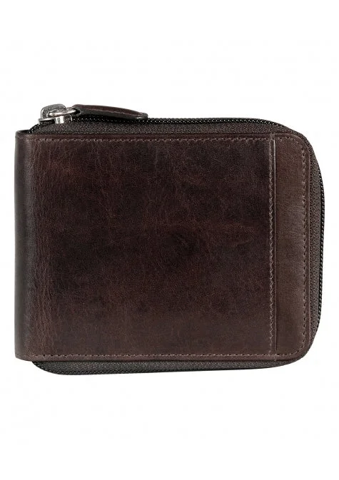 Mancini Leather Men's Wallet Zippered with Removable Passcase RFID