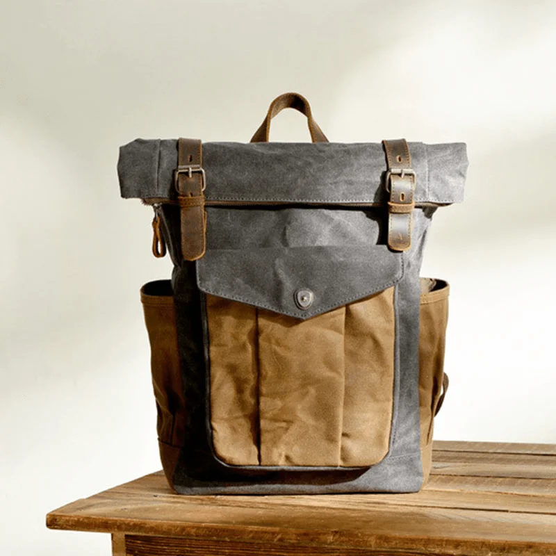 Men Vintage Canvas Travel Bag Waterproof Backpack Sport Climbing Bag