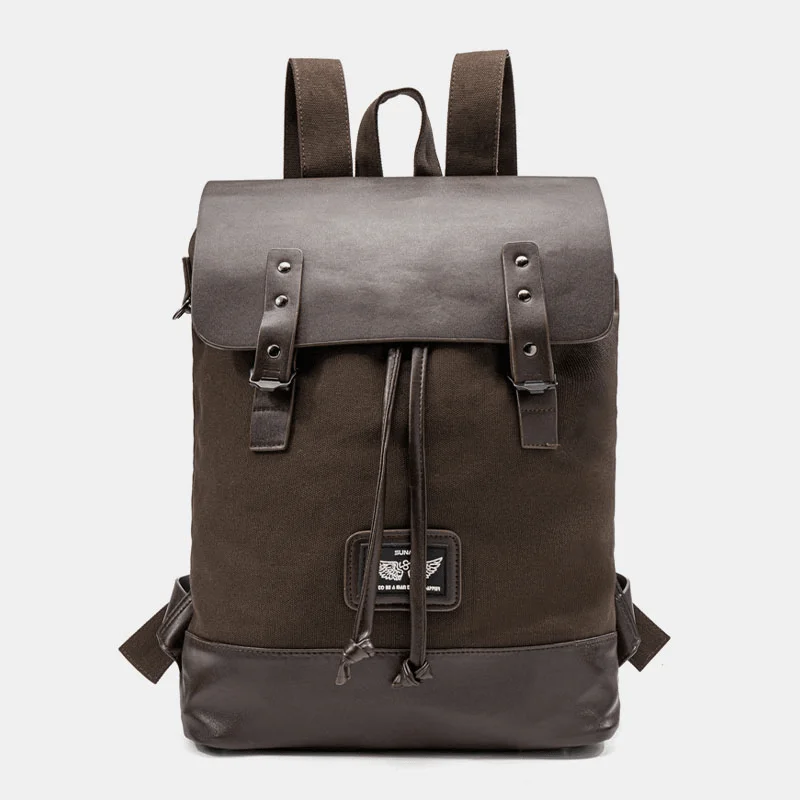 Men Vintage Wear-Resistant Large Capacity Faux Leather Casual Backpack