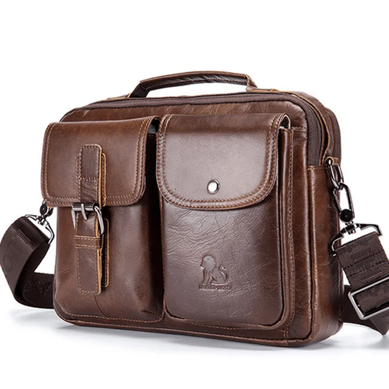 Mens Leather Messenger Bag Retro Laptop Bag Business Briefcase Shoulder Bag