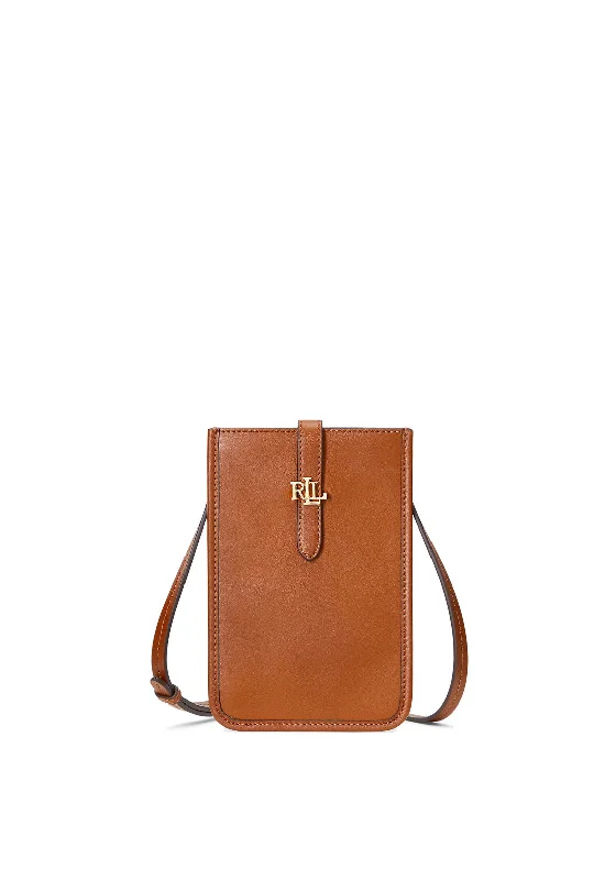 Ralph Lauren Leather Smartphone Crossbody Bag, Tan