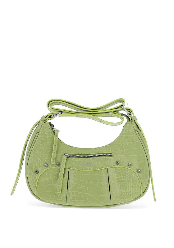 Zen Collection Faux Croc Print Studded Crossbody Bag, Lime