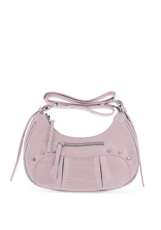 Zen Collection Faux Croc Print Studded Crossbody Bag, Pink