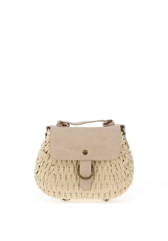 Zen Collection Woven Flap Over Grab Bag, Beige