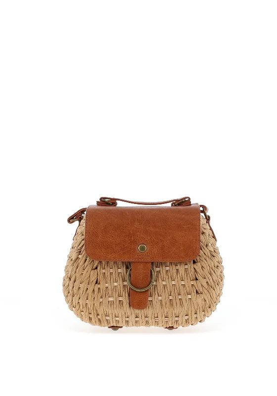 Zen Collection Woven Cross Body Grab Bag, Taupe