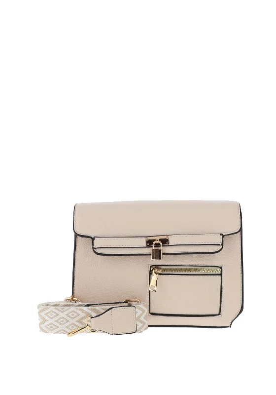 Zen Collection Small Flap Over Crossbody Bag, Cream