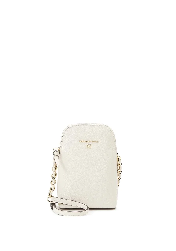 MICHAEL Michael Kors Jet Set Charm Leather Pebble Crossbody Bag, White