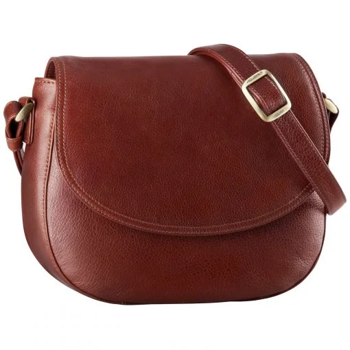 Derek Alexander Leather Ladies' Handbag Small Half Flap Saddle