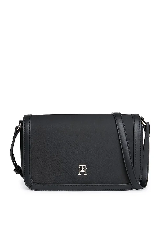 Tommy Hilfiger Essentials Flap Over Crossbody Bag, Black