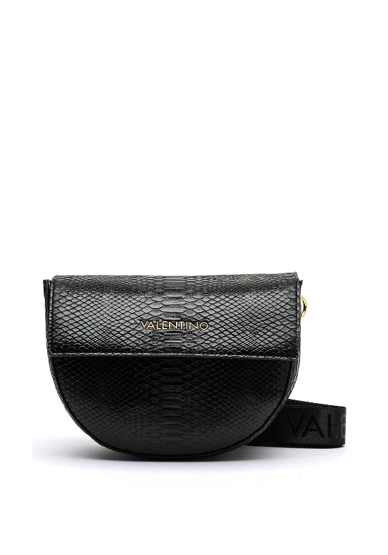 Valentino Small Croc Effect Crossbody Bag, Black