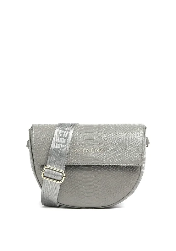 Valentino Small Croc Effect Crossbody Bag, Grey