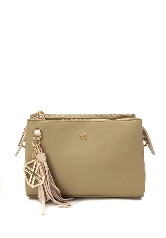 Xti Womens Woven Shoulder Bag, Khaki