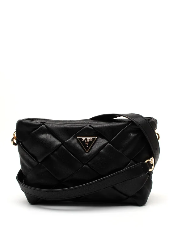 Guess Zaina Quilted Top Zip Crossbody Bag, Black