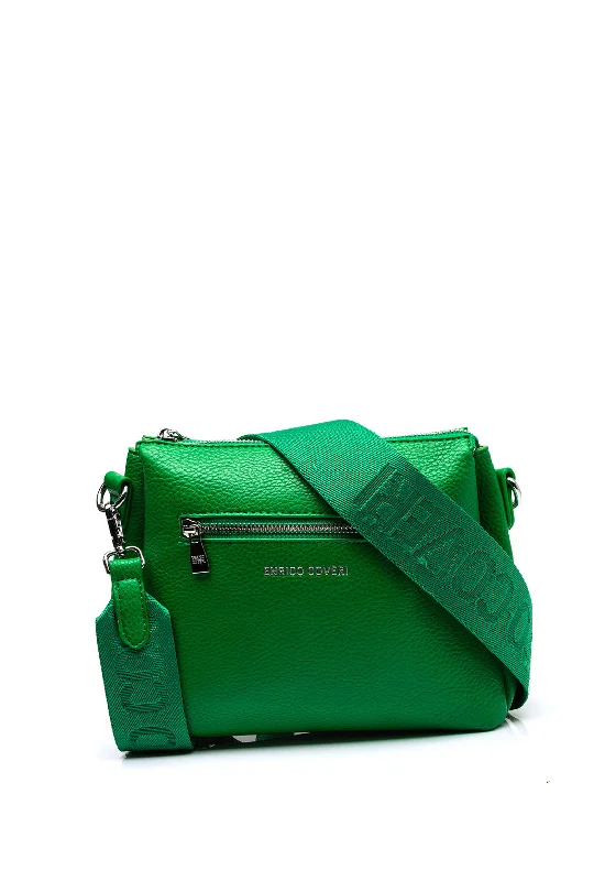 Zen Collection Faux Leather Logo Sports Strap Bag, Green